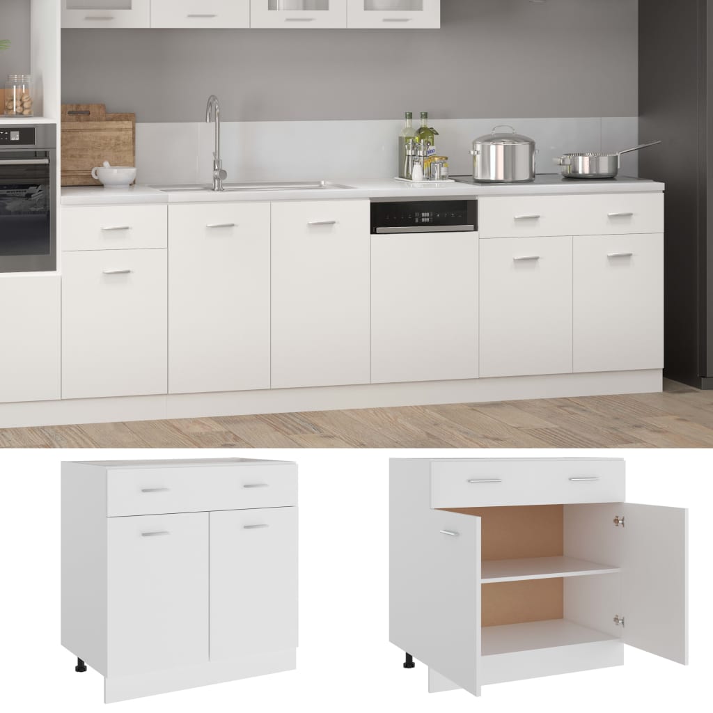 Drawer Bottom Cabinet White 80x46x81.5 cm Engineered Wood