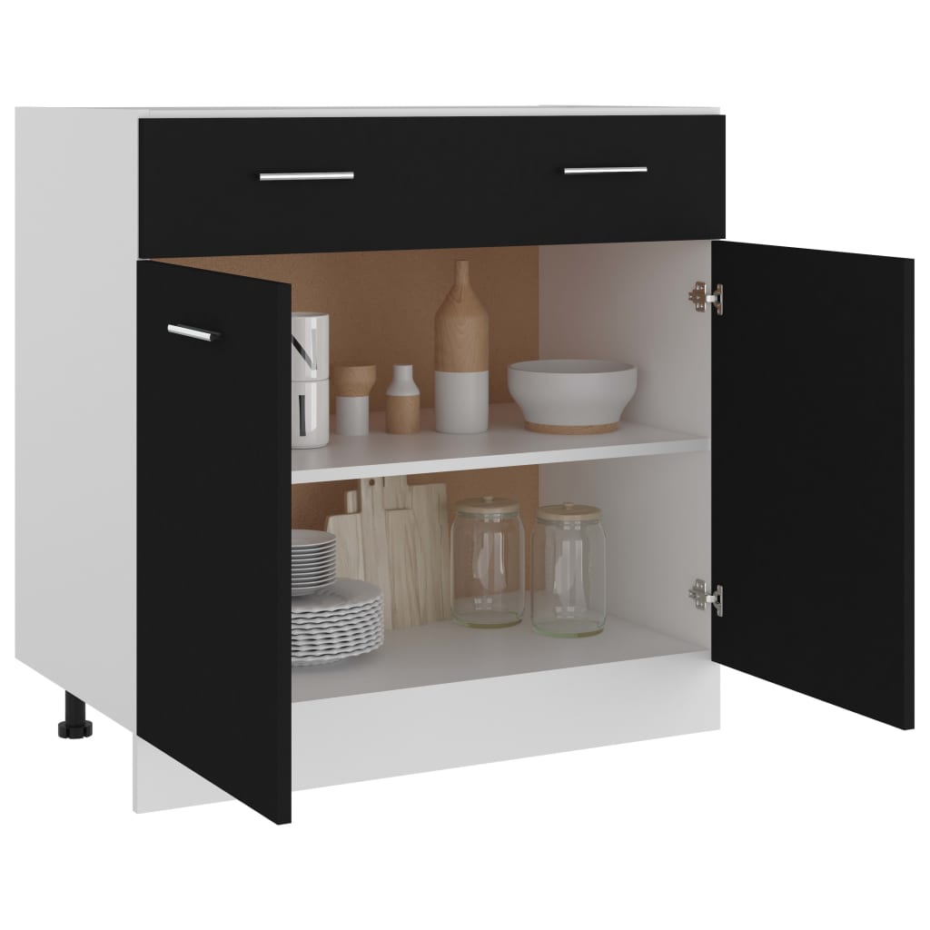 Drawer Bottom Cabinet Black 80x46x81.5 cm Engineered Wood