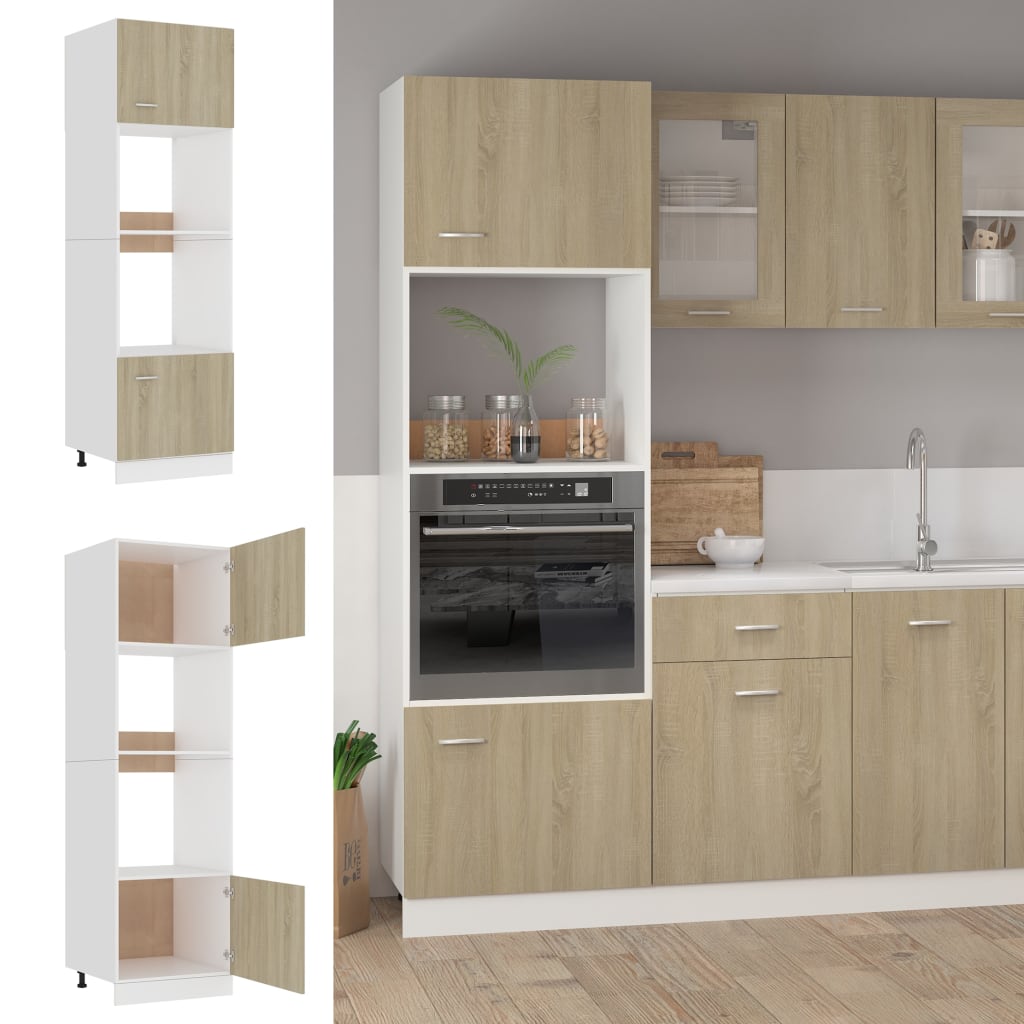 Microwave Cabinet Sonoma Oak 60x57x207 cm Engineered Wood