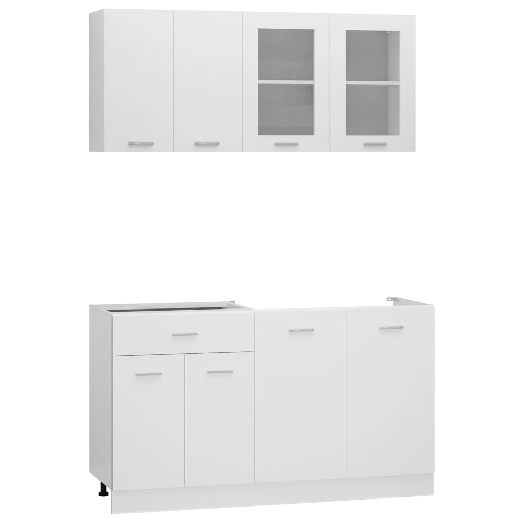 4 Piece Kitchen Cabinet Set White Engineered Wood