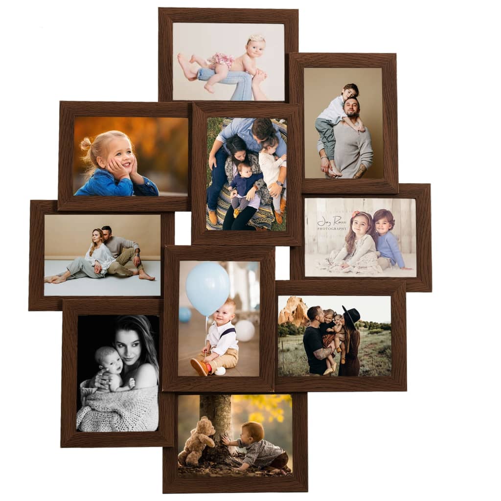 Collage Photo Frame for Picture 10 pcs 13x18 cm Dark Brown MDF