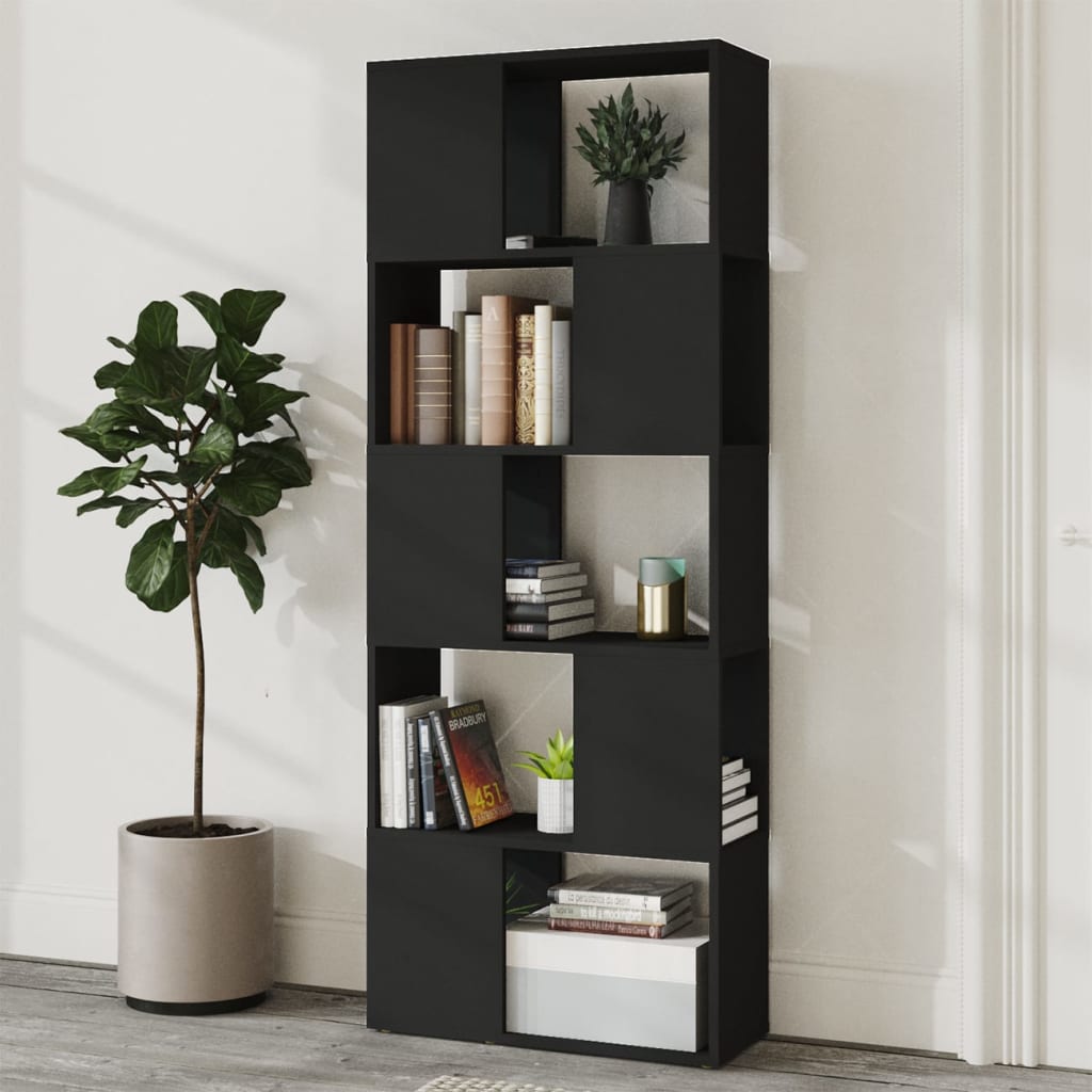 Book Cabinet Room Divider Black 60x24x155 cm Engineered Wood