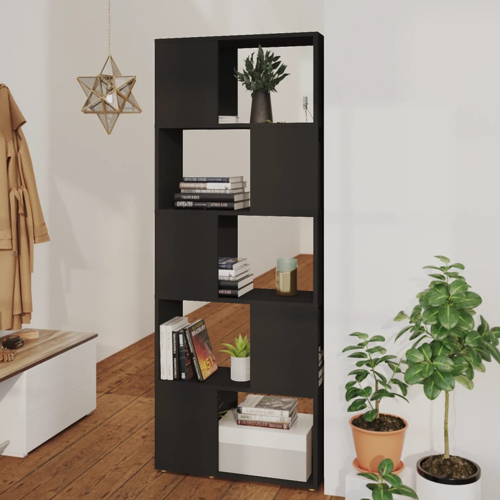 Book Cabinet Room Divider Black 60x24x155 cm Engineered Wood