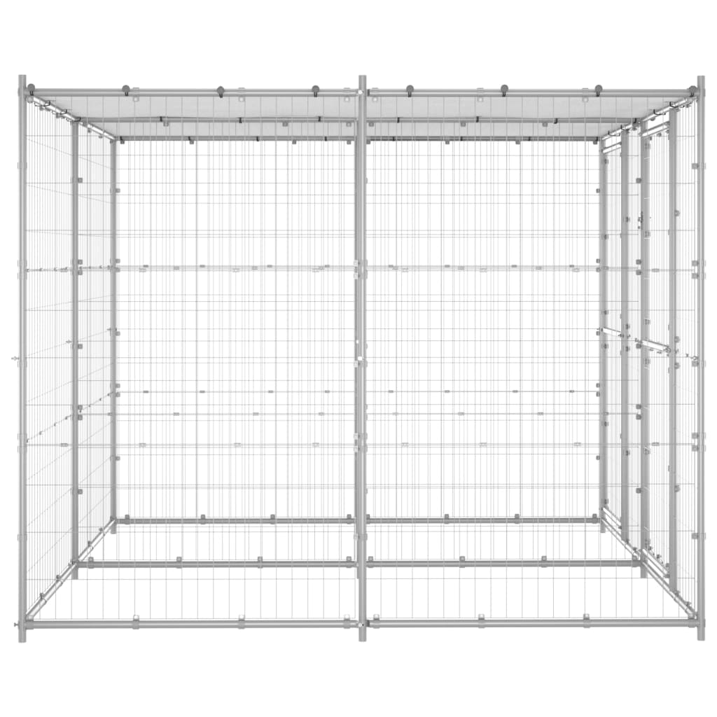 Outdoor Dog Kennel Galvanised Steel with Roof 4.84 m²