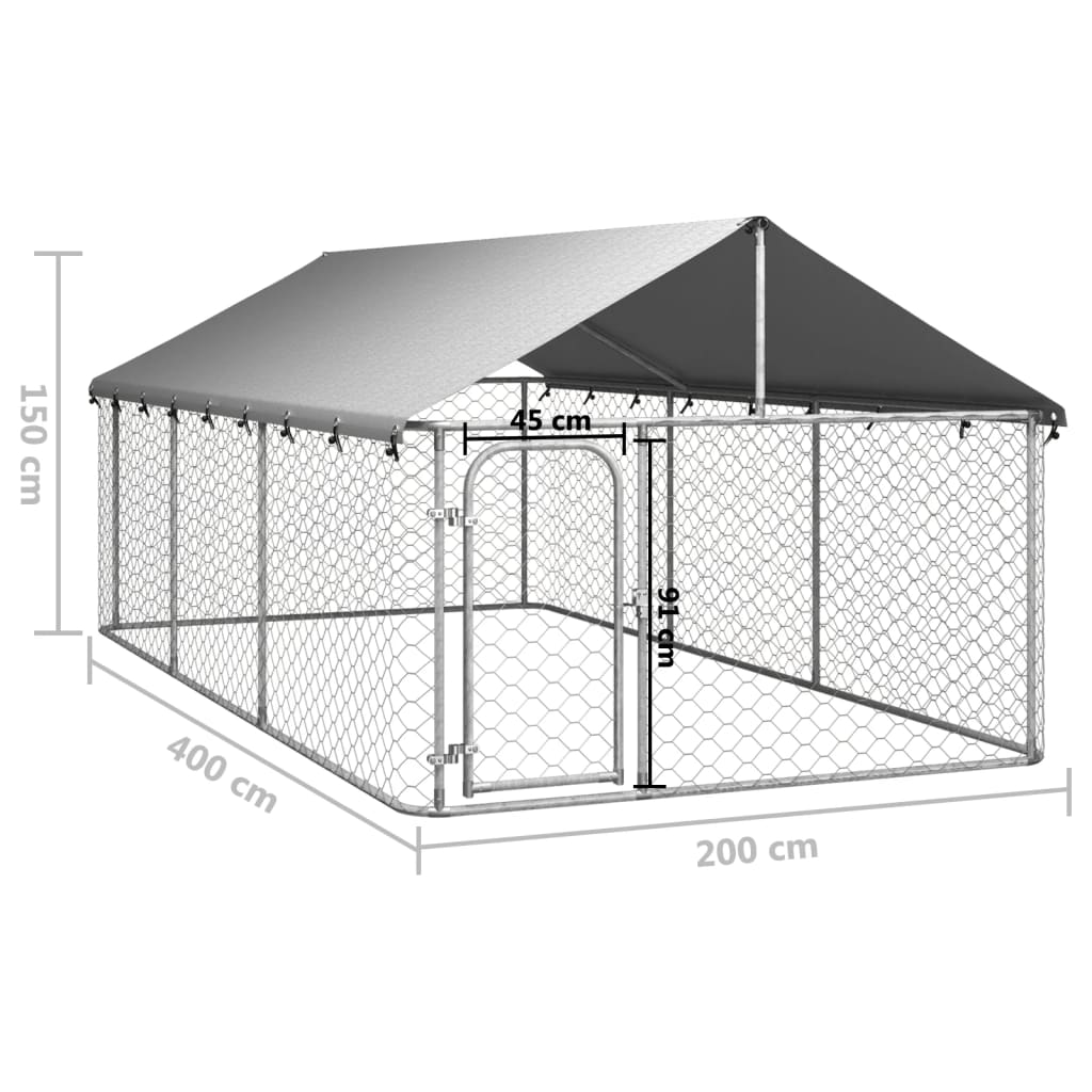 Outdoor Dog Kennel with Roof 400x200x150 cm