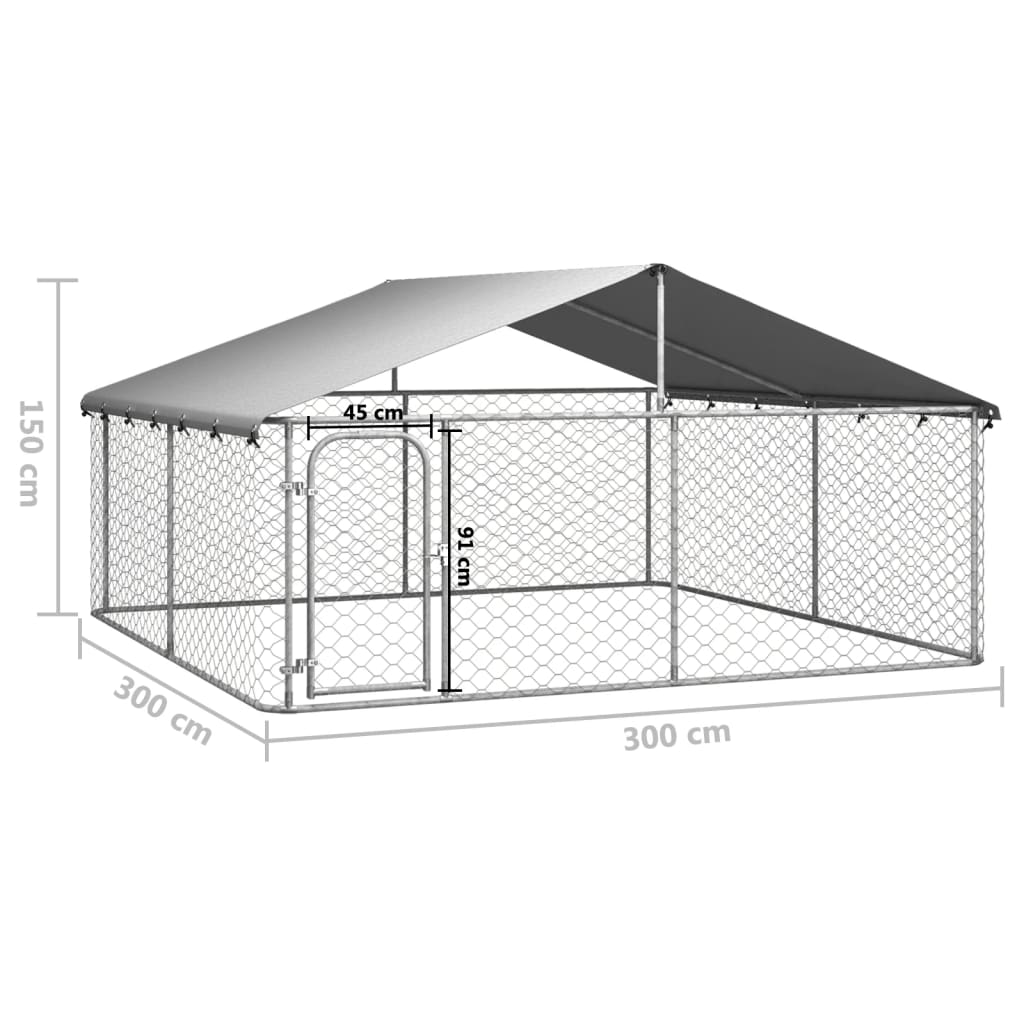 Outdoor Dog Kennel with Roof 300x300x150 cm