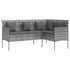 5 Piece L-shaped Couch Sofa Set with Cushions Poly Rattan Grey