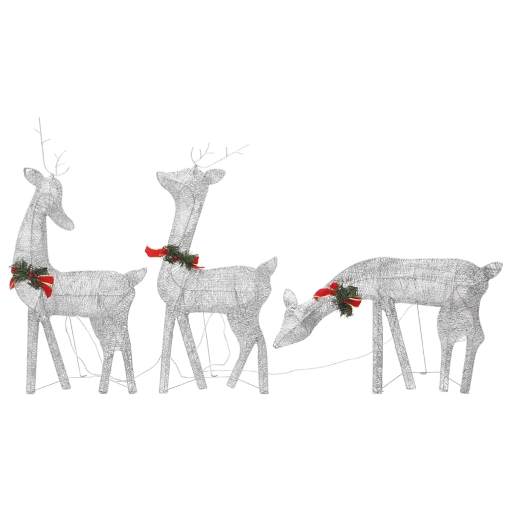 Christmas Reindeer Family 270x7x90 cm Silver Cold White Mesh