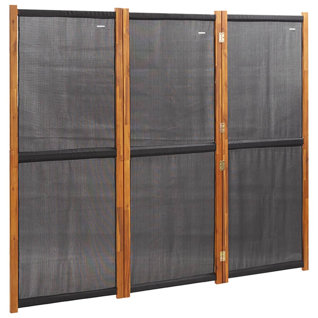 3-Panel Room Divider Black 210x180 cm