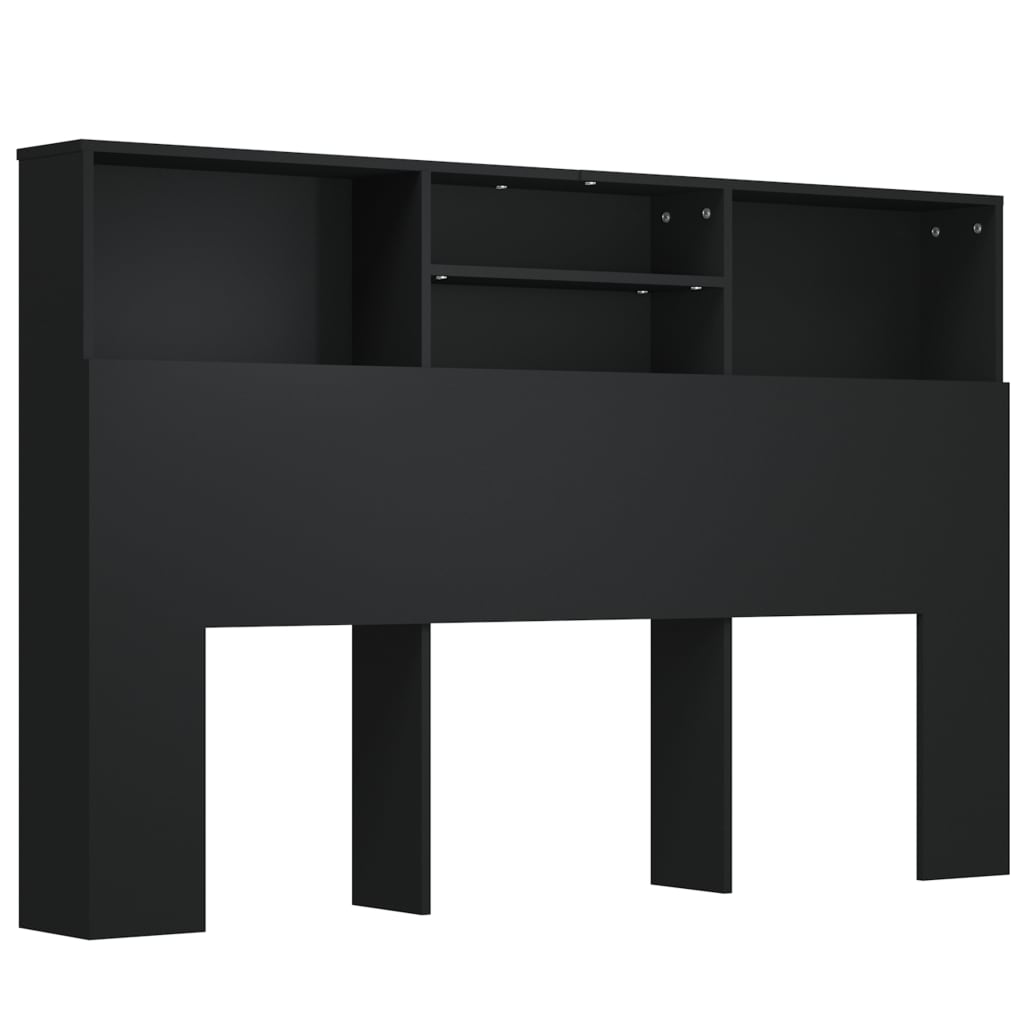 Headboard Cabinet Black 160x19x103.5 cm