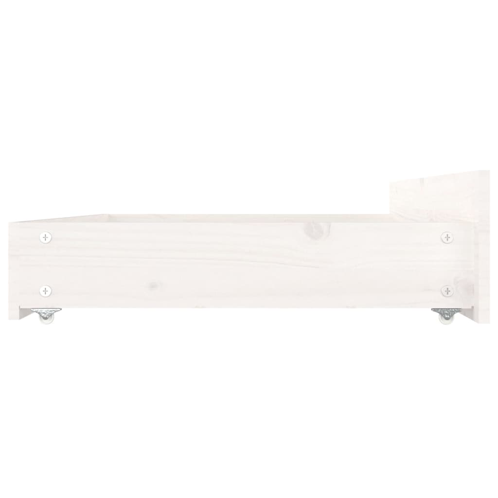 Bed Drawers 4 pcs White Solid Wood Pine