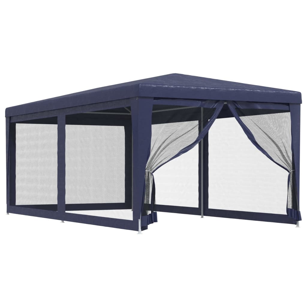 Party Tent with 6 Mesh Sidewalls Blue 3x6 m HDPE