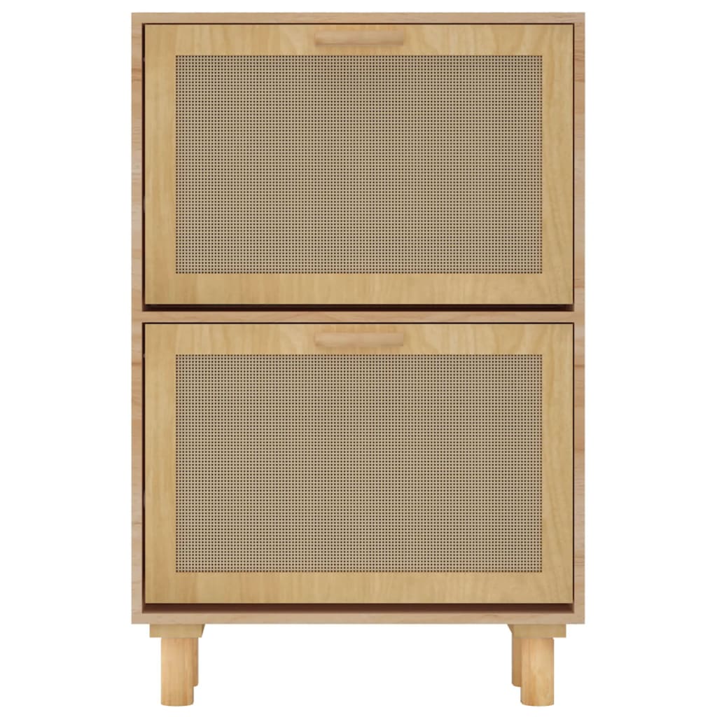 Shoe Cabinet Brown 52x25x80 cm Engineered Wood and Natural Rattan