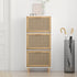 Shoe Cabinet White 52x25x115 cm Engineered Wood and Natural Rattan