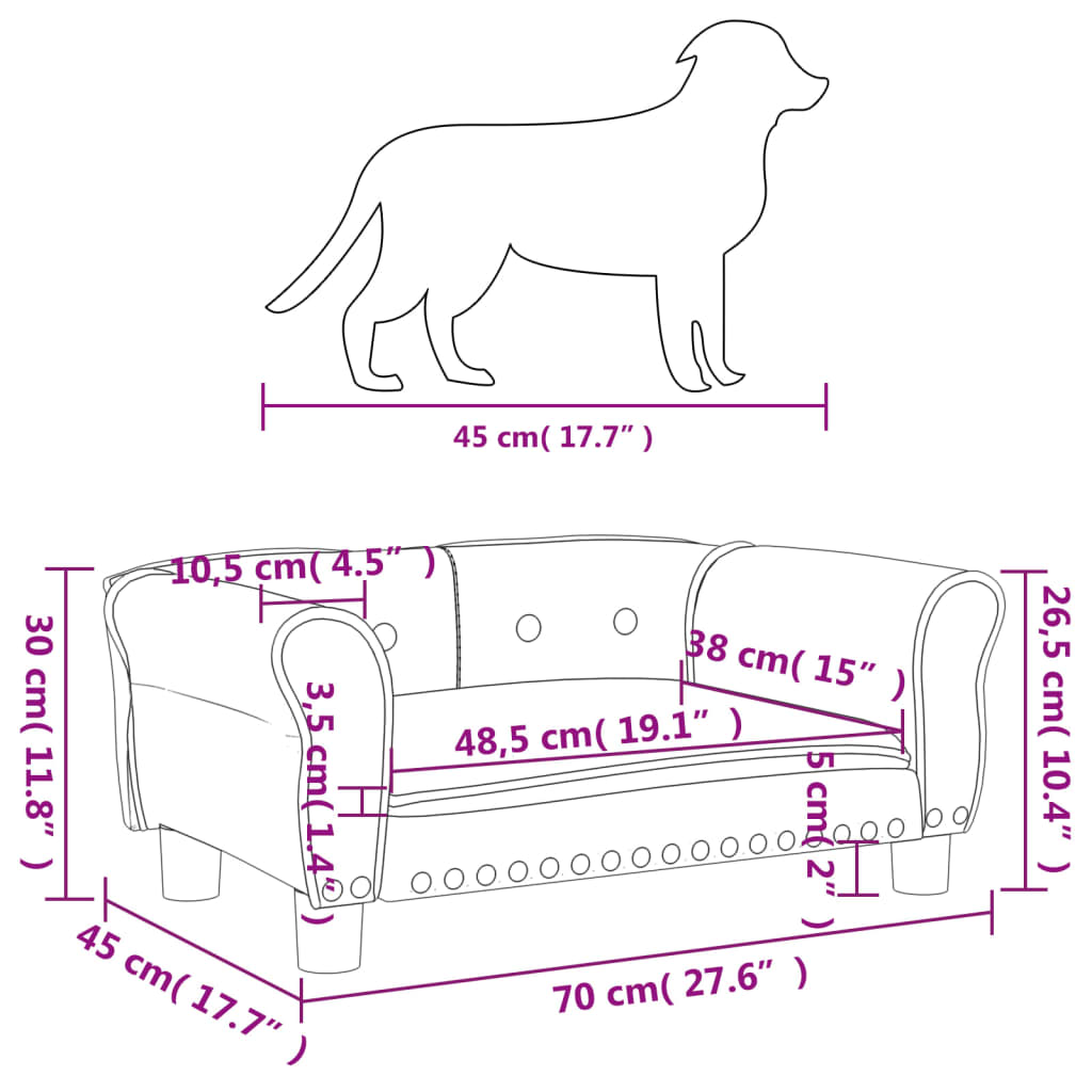 Dog Bed Dark Grey 70x45x30 cm Velvet