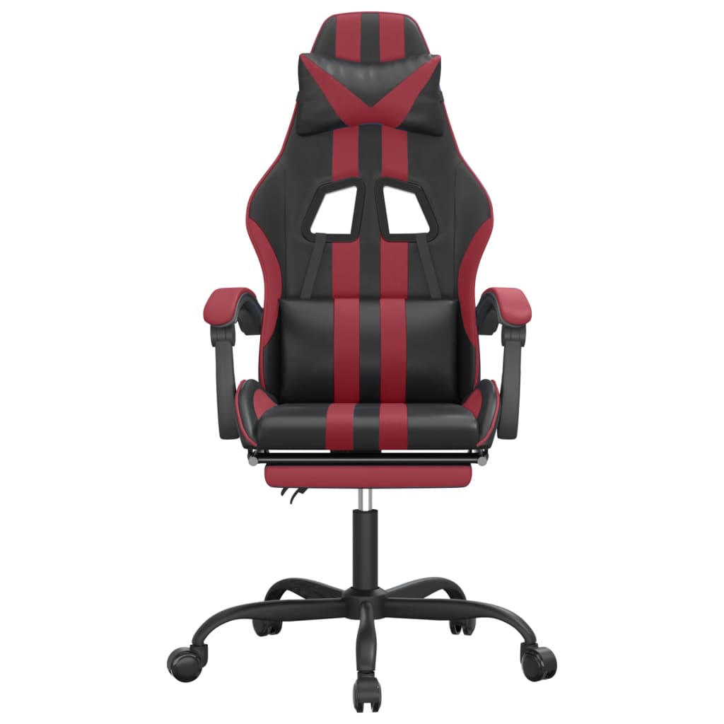 Gaming Chair with Footrest Black and Wine Red Faux Leather
