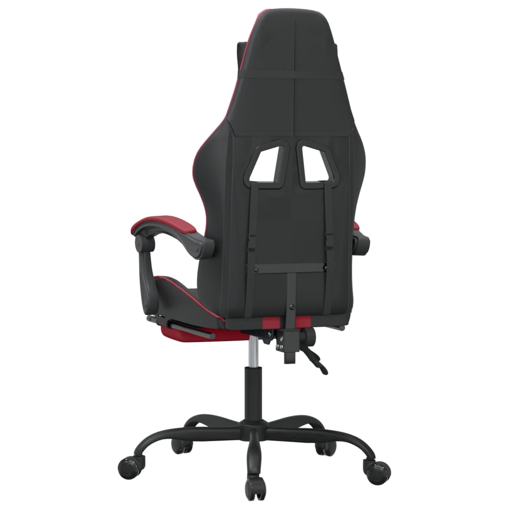 Gaming Chair with Footrest Black and Wine Red Faux Leather