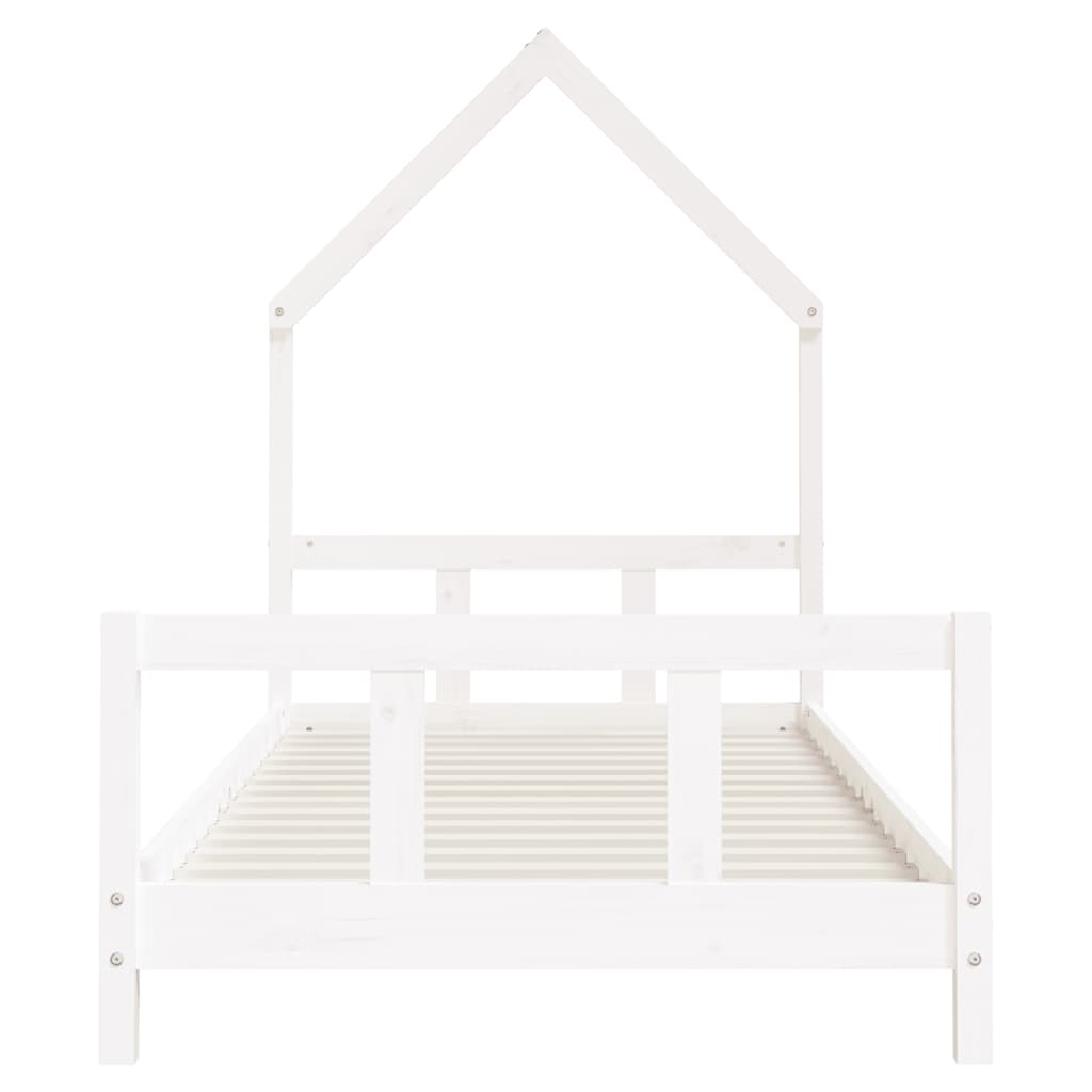 Kids Bed Frame White 92x187 cm Single Solid Wood Pine