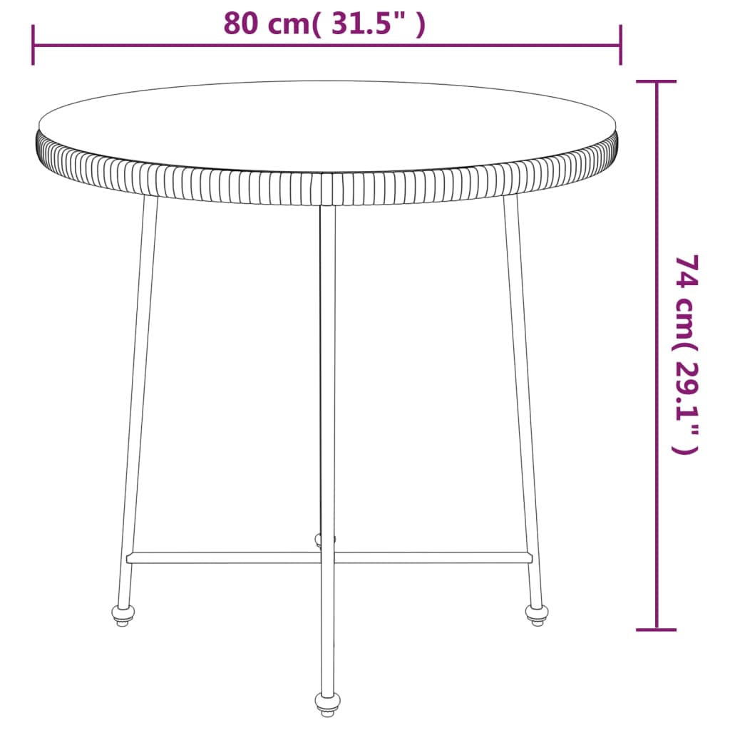 Dining Table Ø80 cm Tempered Glass and Steel