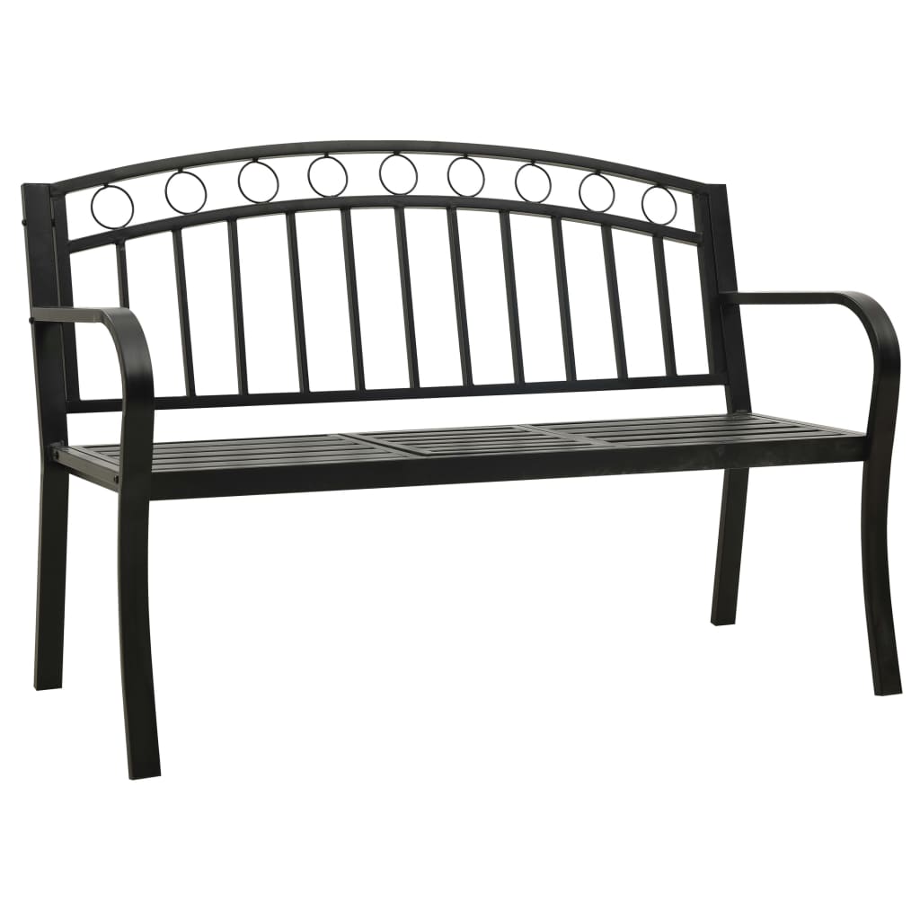 Garden Bench with Table Black 120 cm Steel