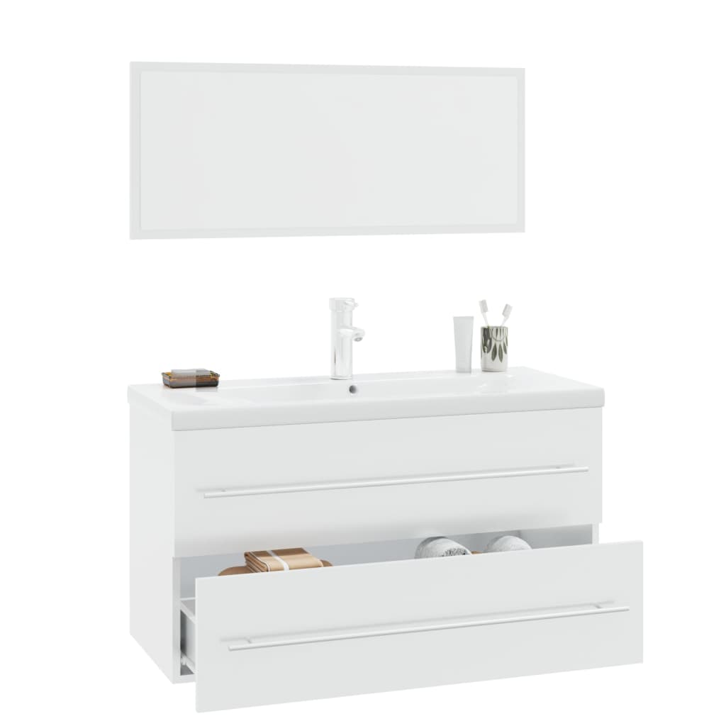 3 Piece Bathroom Furniture Set High Gloss White