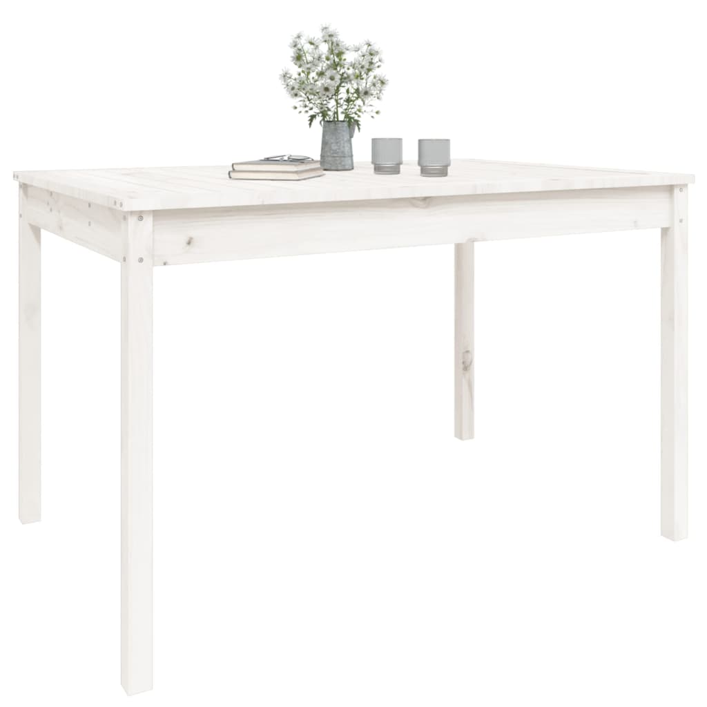Garden Table White 121x82.5x76 cm Solid Wood Pine