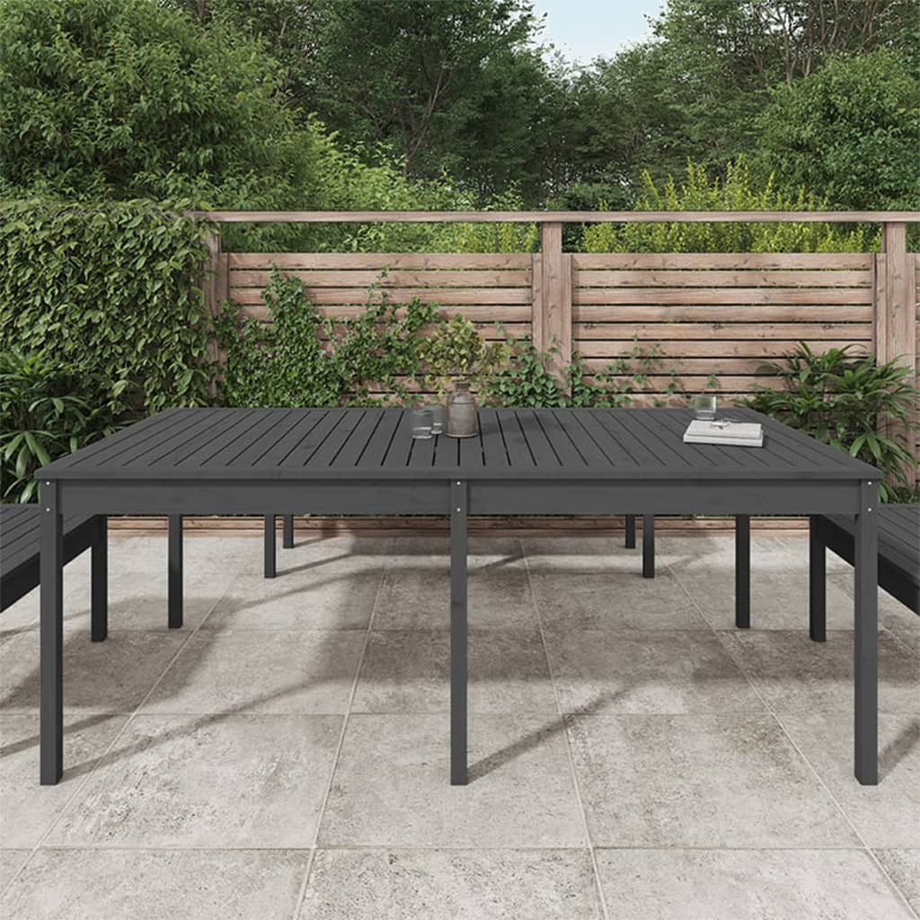 Garden Table Grey 203.5x100x76 cm Solid Wood Pine