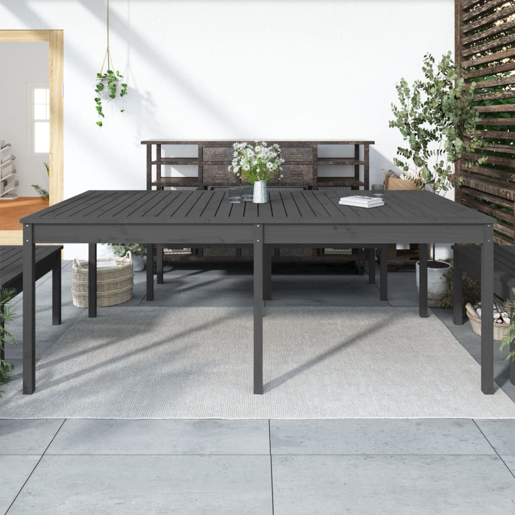 Garden Table Grey 203.5x100x76 cm Solid Wood Pine