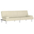 Sofa Bed with Cup Holders Cream Faux Leather