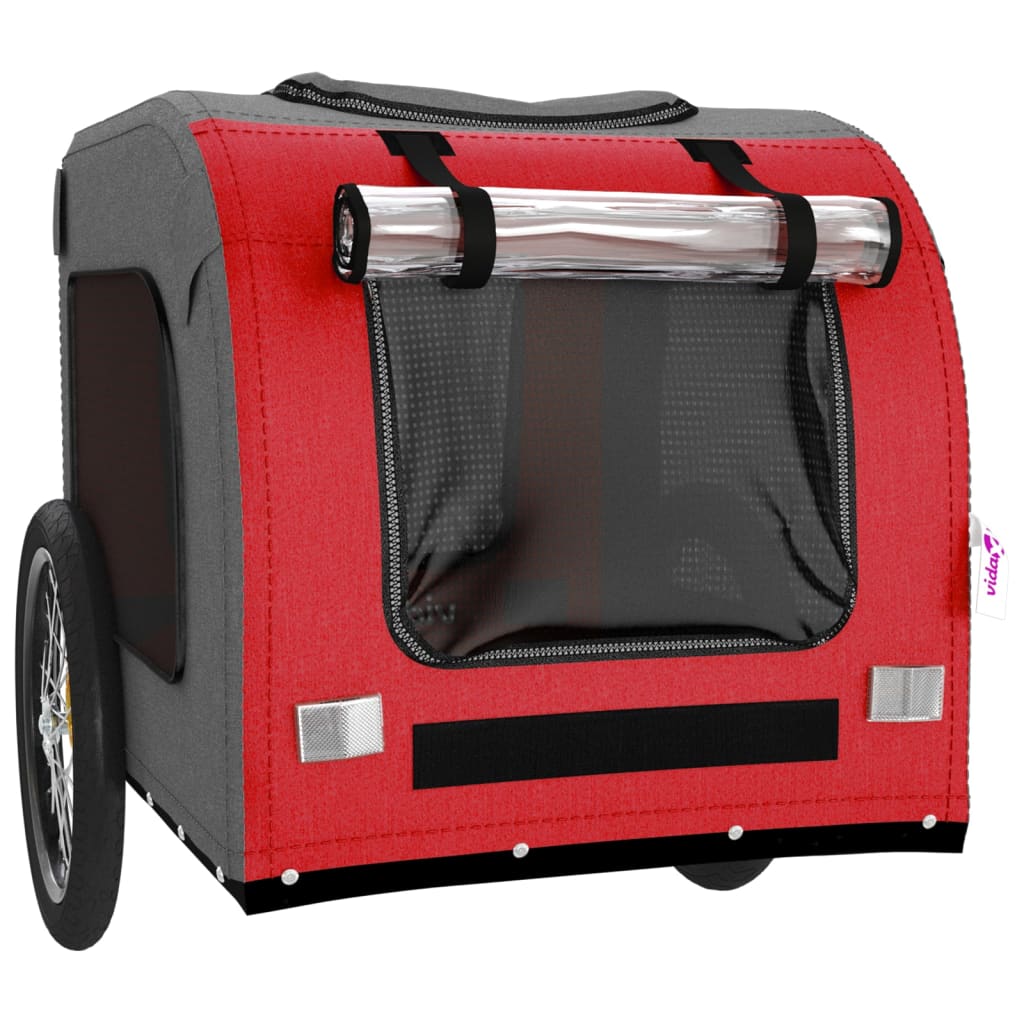 Pet Bike Trailer Red and Grey Oxford Fabric&Iron