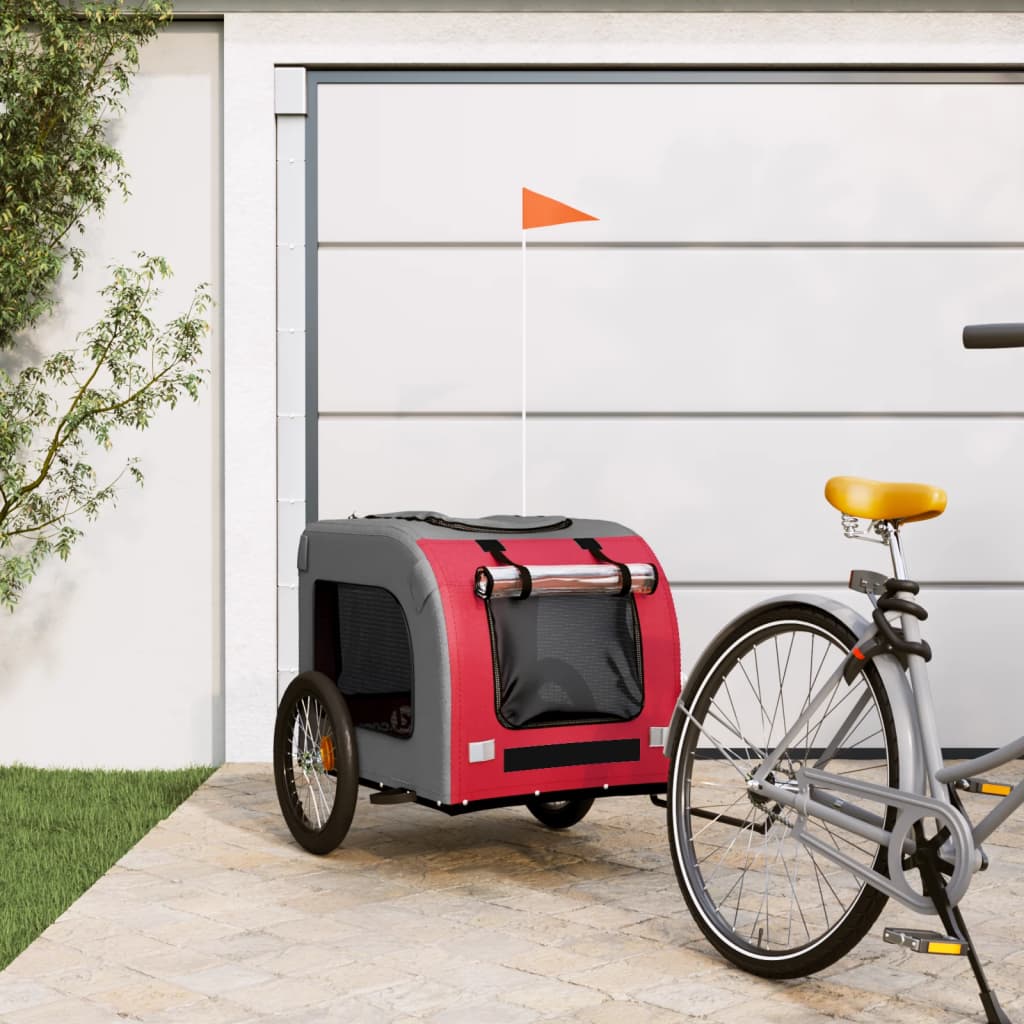 Pet Bike Trailer Red and Grey Oxford Fabric&Iron