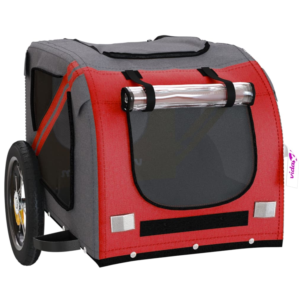 Pet Bike Trailer Red and Grey Oxford Fabric and Iron
