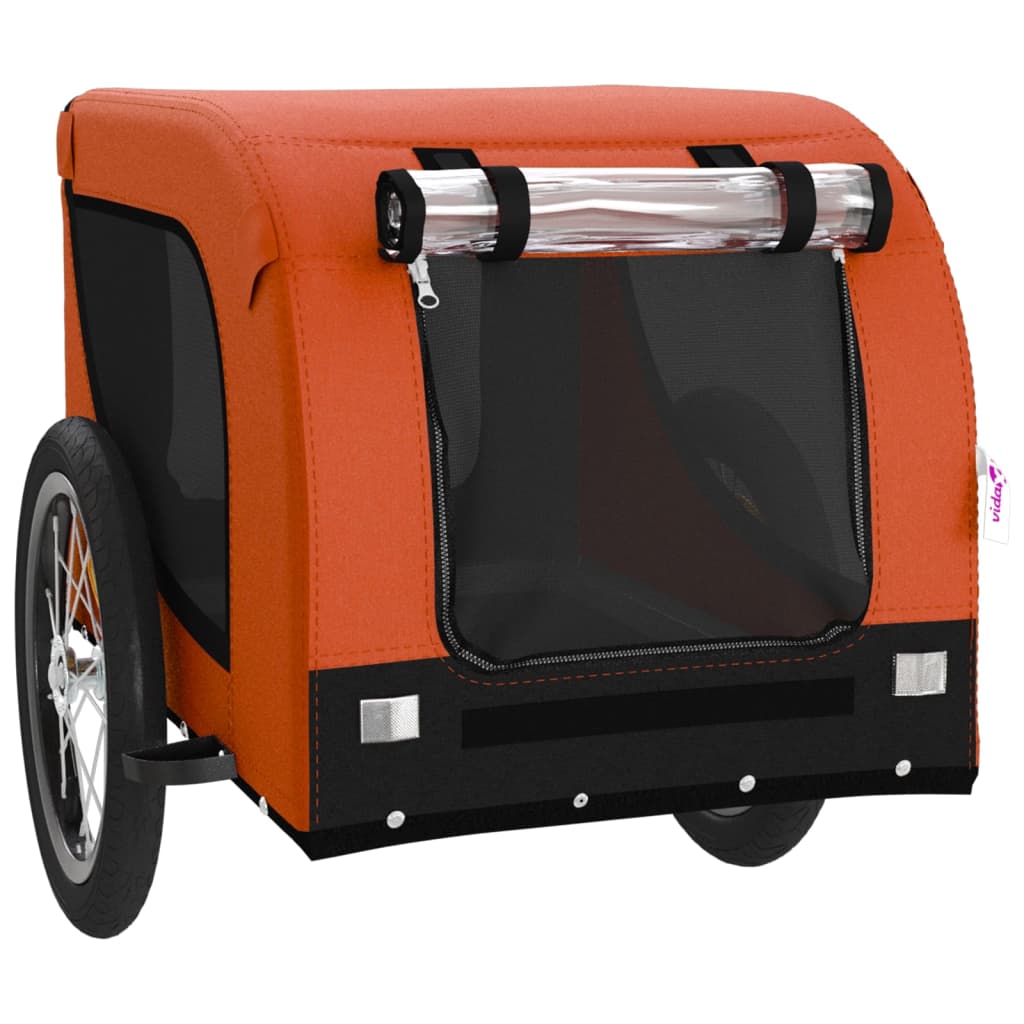 Pet Bike Trailer Orange and Black Oxford Fabric and Iron