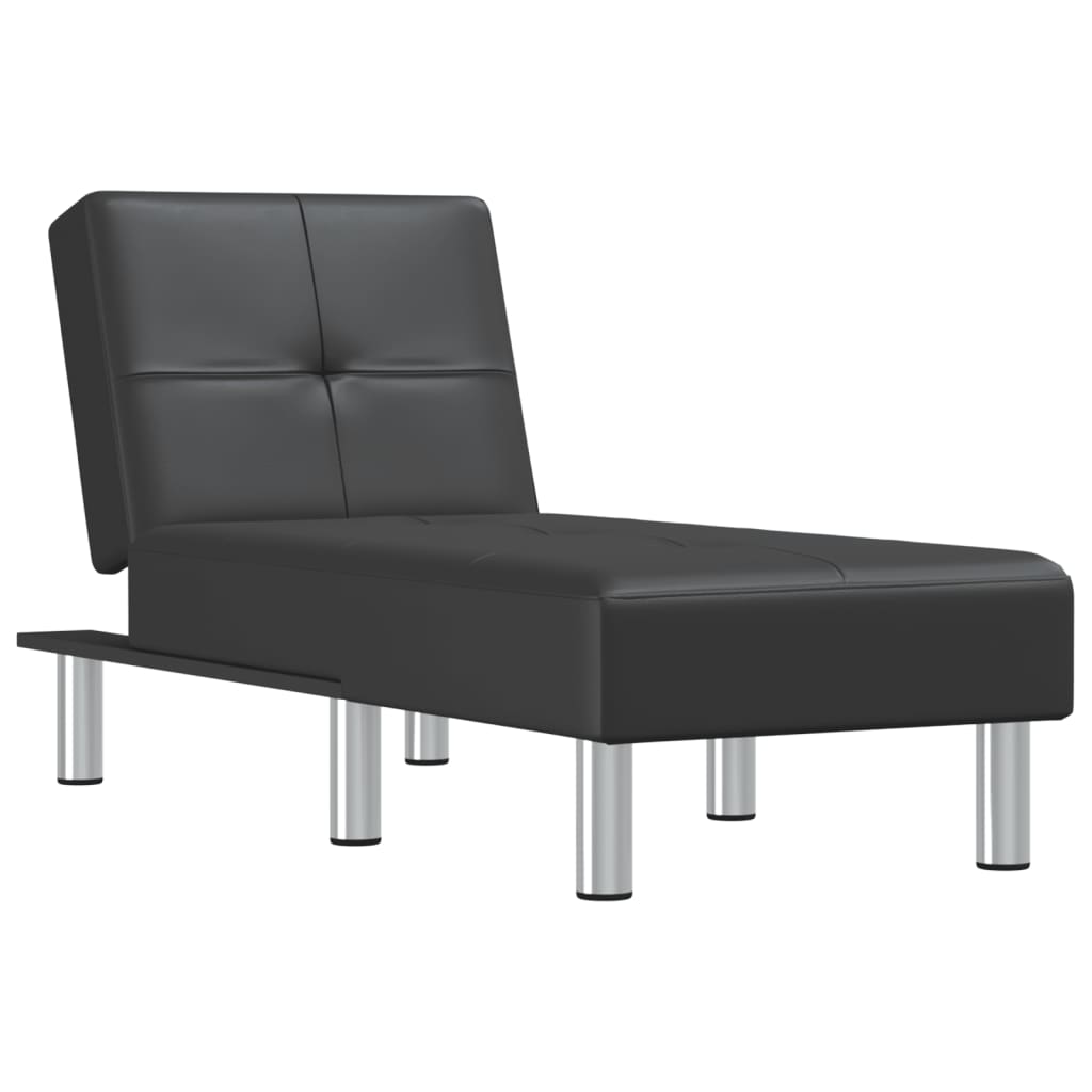 Chaise Lounge Black Faux Leather