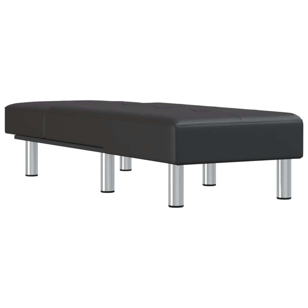 Chaise Lounge Black Faux Leather
