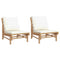 Garden Chairs 2 pcs with Cream White Cushions Bamboo