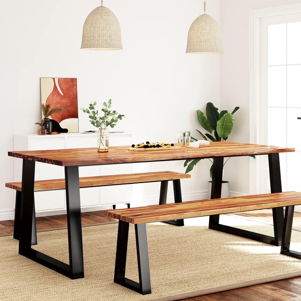 Dining Table with Live Edge 200x90x75 cm Solid Wood Acacia
