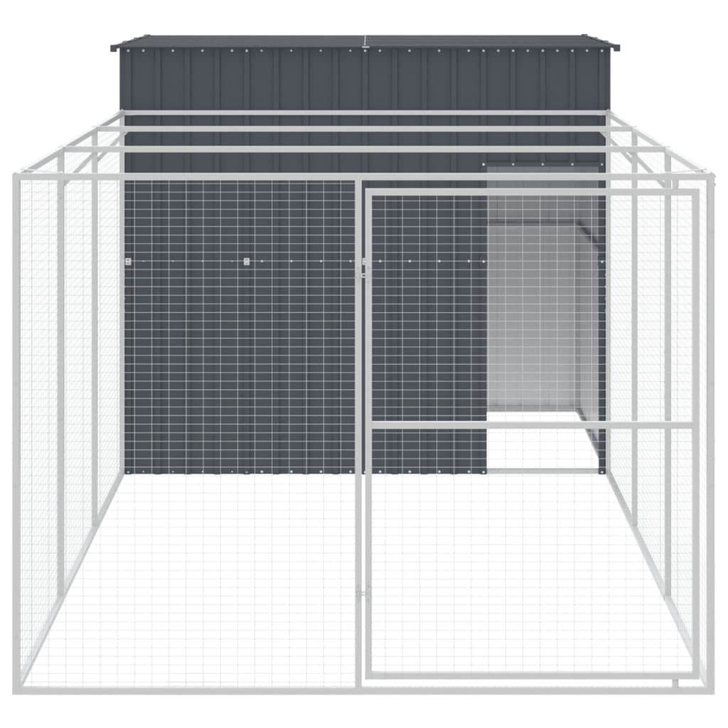 Dog House with Run Anthracite 214x457x181 cm Galvanised Steel