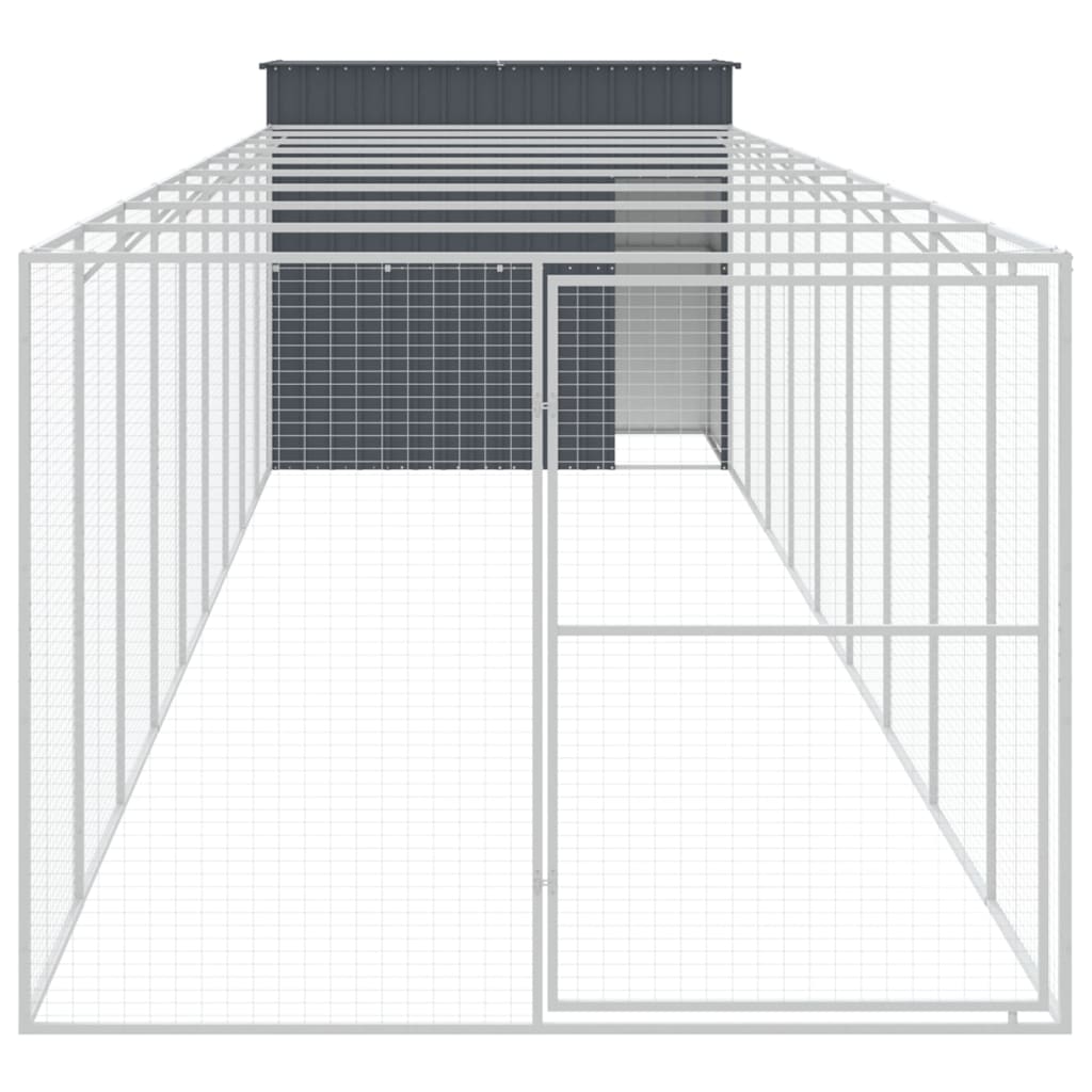 Dog House with Run Anthracite 214x1069x181 cm Galvanised Steel