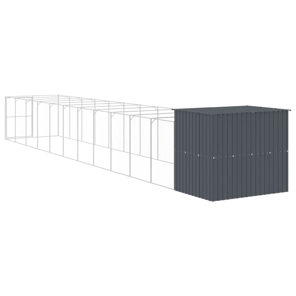 Dog House with Run Anthracite 214x1273x181 cm Galvanised Steel