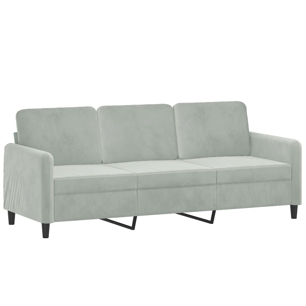 3-Seater Sofa with Footstool Light Grey 180 cm Velvet
