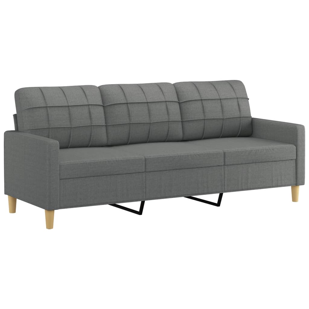 3 Piece Sofa Set with Cushions Dark Grey Fabric