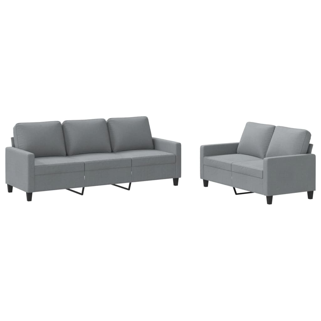 2 Piece Sofa Set with Cushions Light Grey Fabric