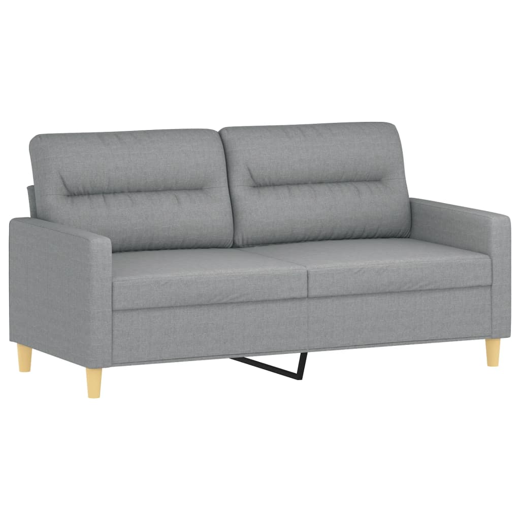 2 Piece Sofa Set with Pillows Light Grey Fabric