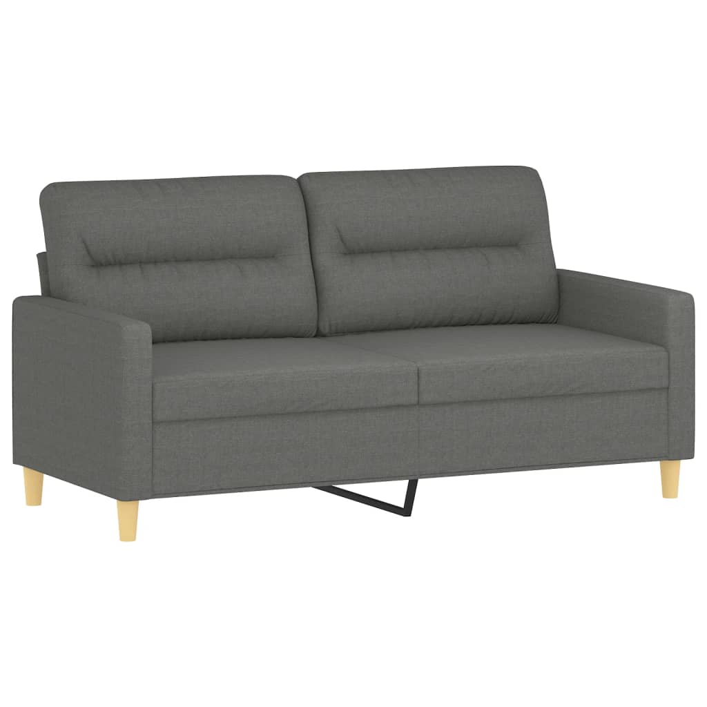 2 Piece Sofa Set with Pillows Dark Grey Fabric