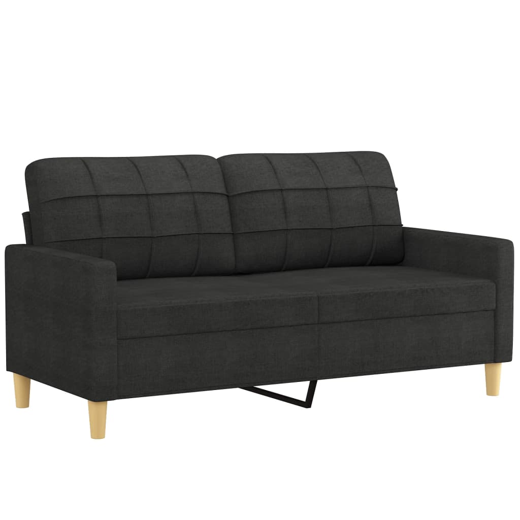 2-Seater Sofa Black 140 cm Fabric