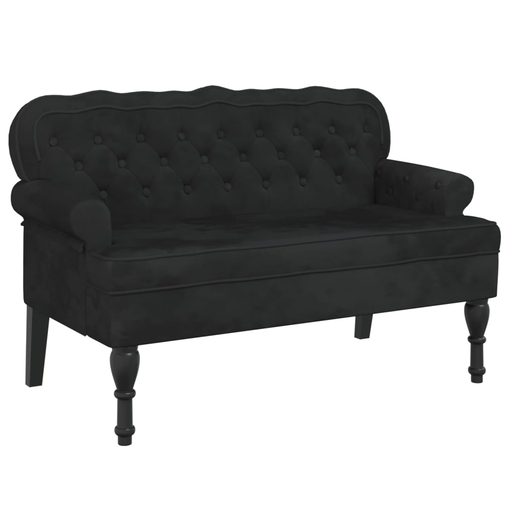 Bench with Backrest Black 119.5x64.5x75 cm Velvet