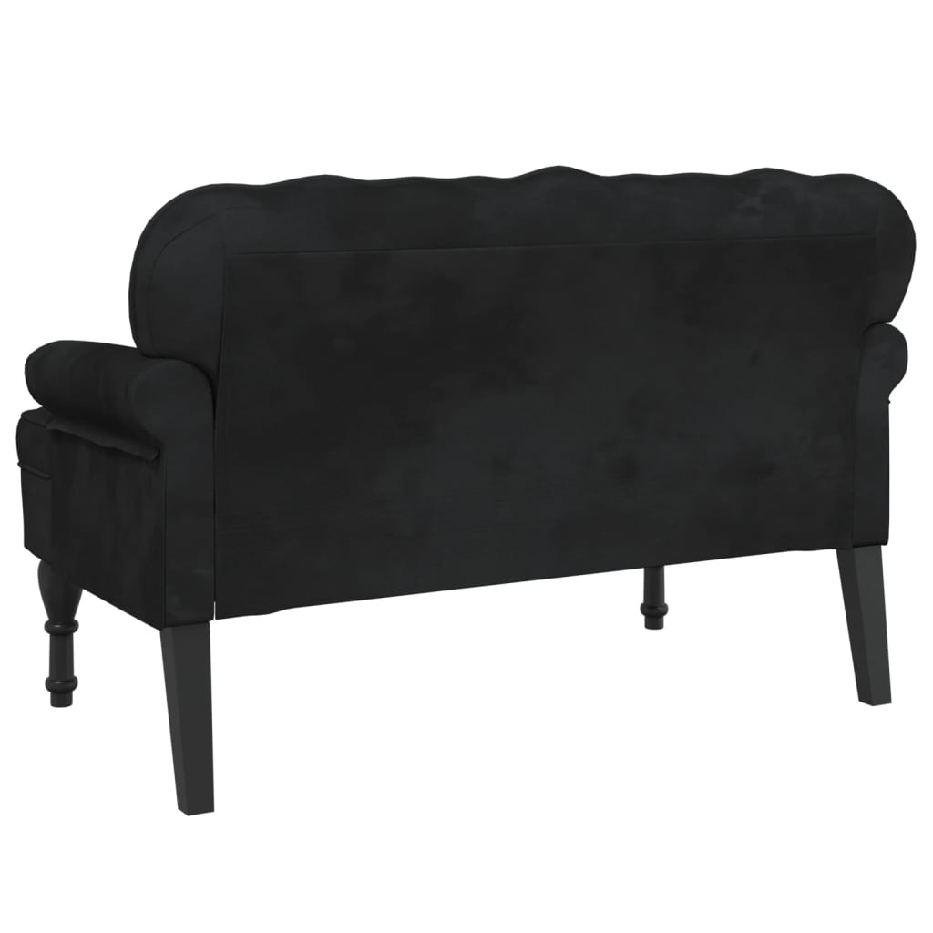 Bench with Backrest Black 119.5x64.5x75 cm Velvet