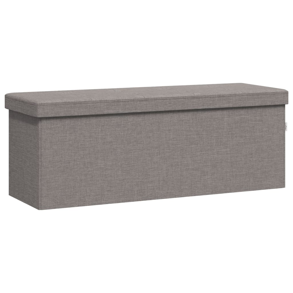 Storage Bench Foldable Light Grey Faux Linen