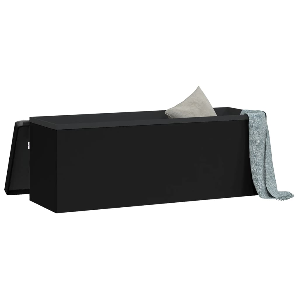 Storage Bench Foldable Black PVC